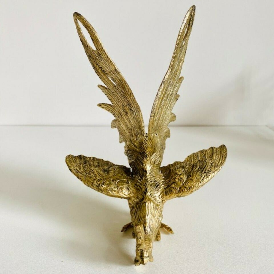 Set Of French Gilt Metal Gold Gamecocks Midcentury photo vinterior