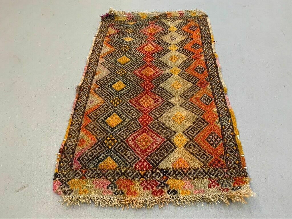 Vintage Turkish Mini Kilim 88x50 Cm Wool Small Kelim Runner, Shabby Chic photo furniture