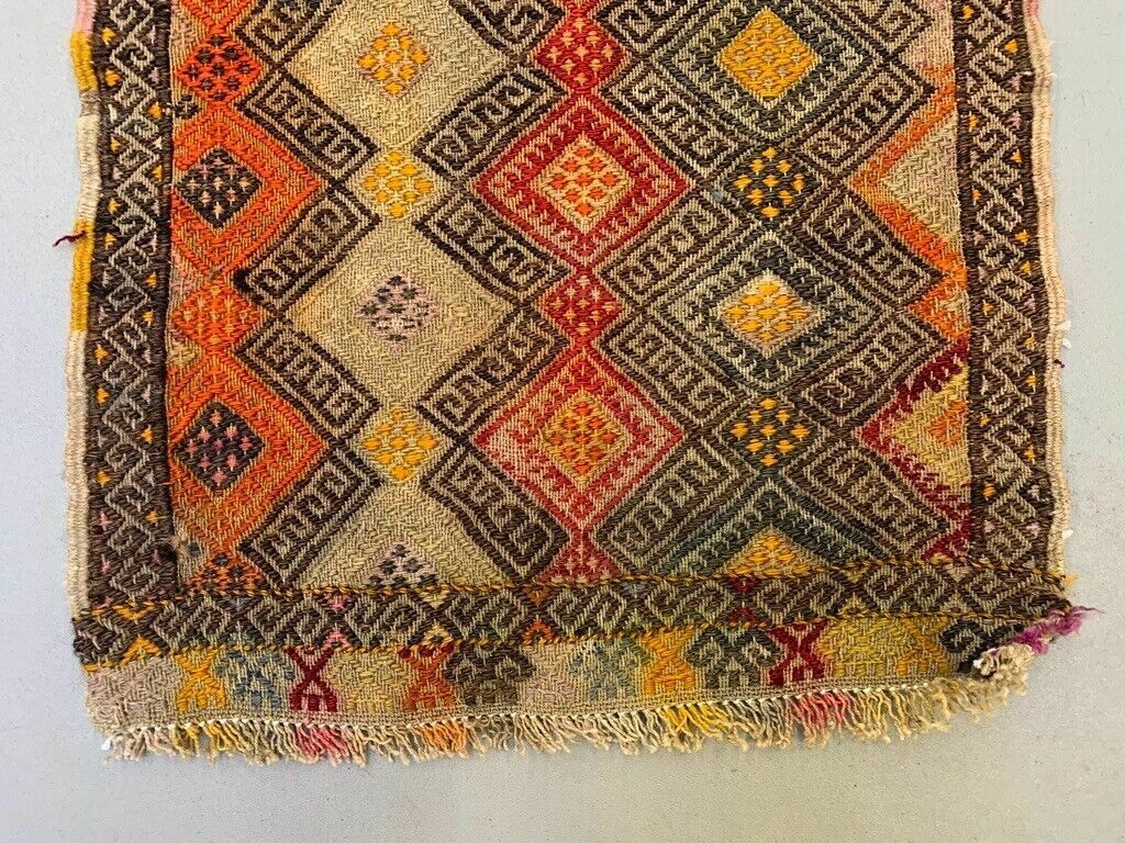 Vintage Turkish Mini Kilim 88x50 Cm Wool Small Kelim Runner, Shabby Chic photo 155.0