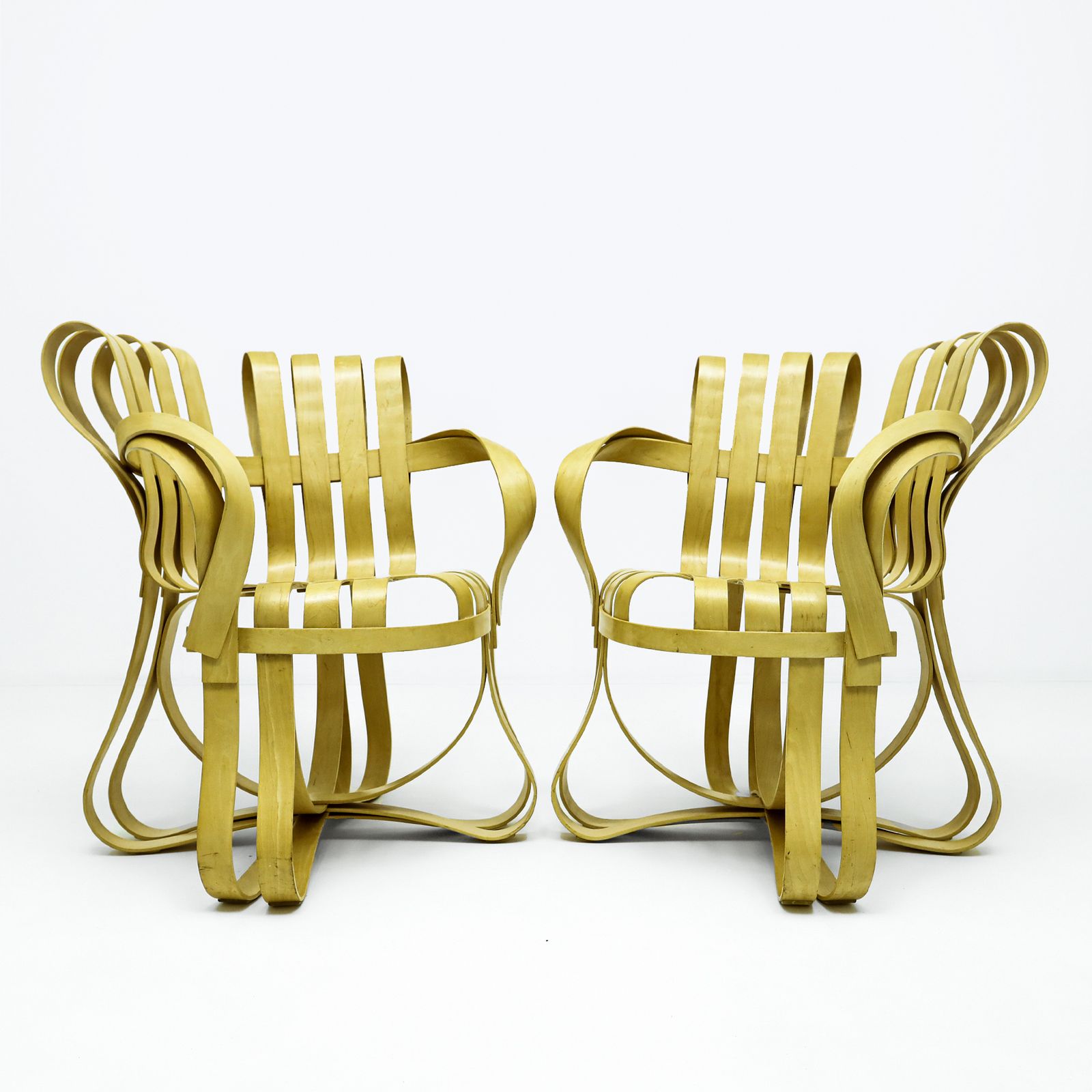 Frank Gehry Dinette Featuring 2 Bentwood Cross Check Chairs Matched To A Face Off Dining Table For Knoll International photo buy