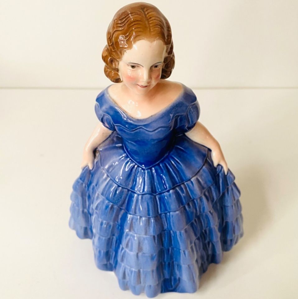Hertwig & Co Katzhütte Sculpture Woman In Blue Dress Art Deco 1920s photo furniture