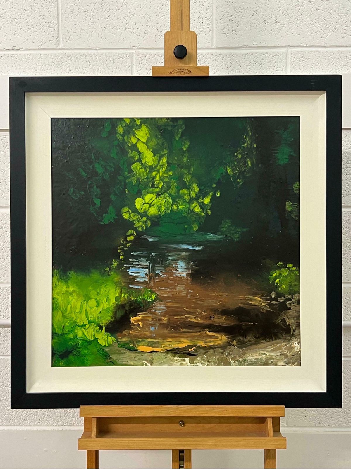Colin Halliday Impressionistic English River Landscape Original Oil Painting By British Artist  2008 photo furniture