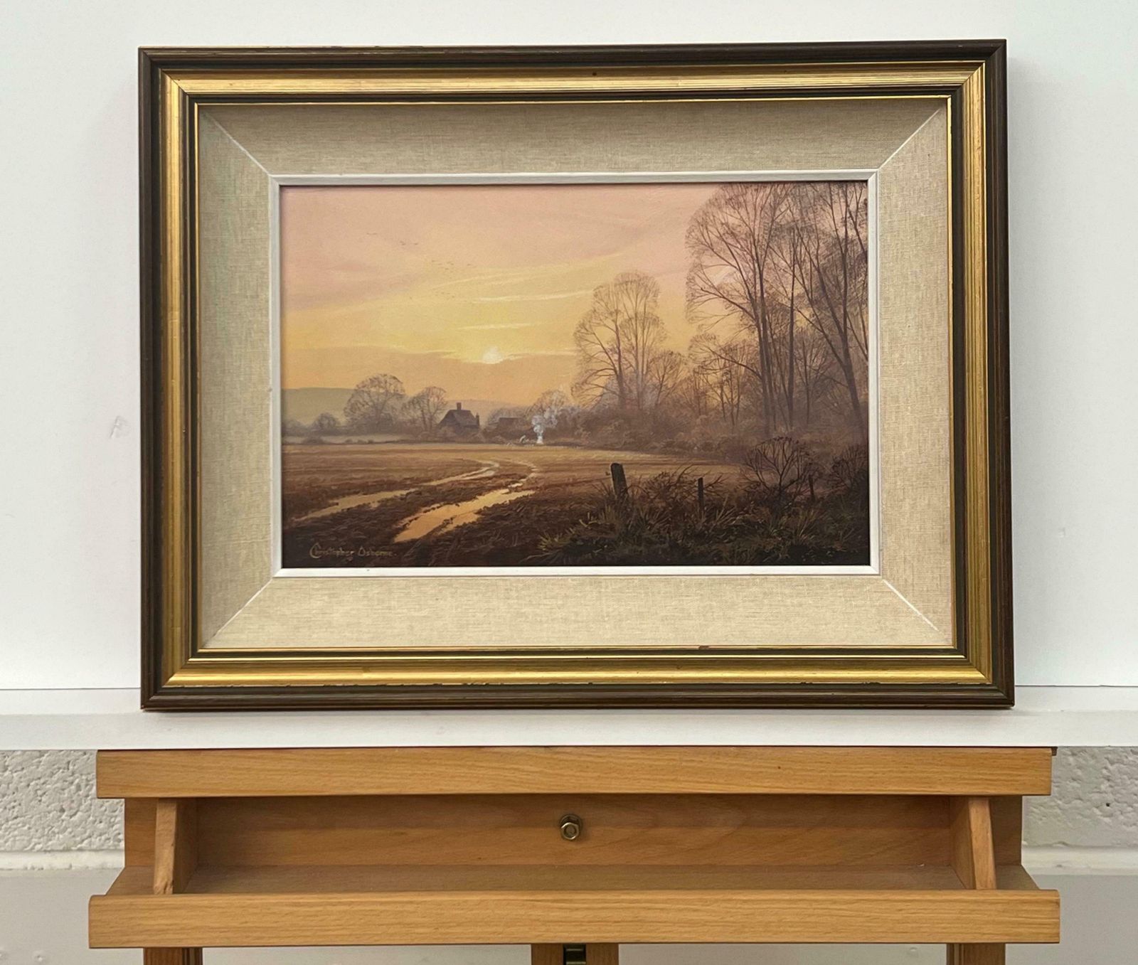 Christopher Osborne Farm In The Woods At Sunset In The English Countryside With Warm Brown Colours  Circa 1990 photo furniture
