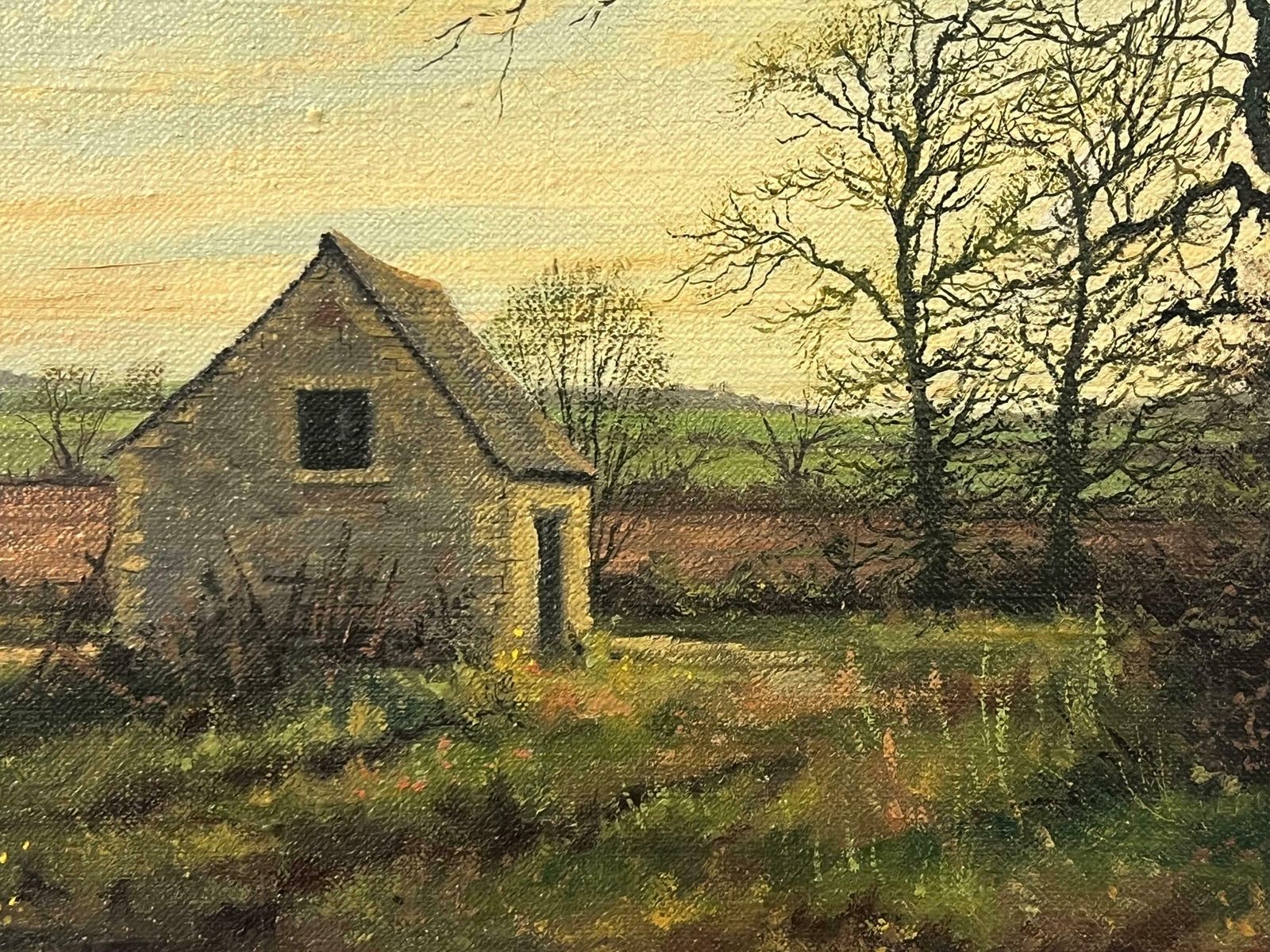 2450.0 James Wright Old Barn Scene Of A Farm In The English Countryside By British Landscape Artist 1980 Circa photo