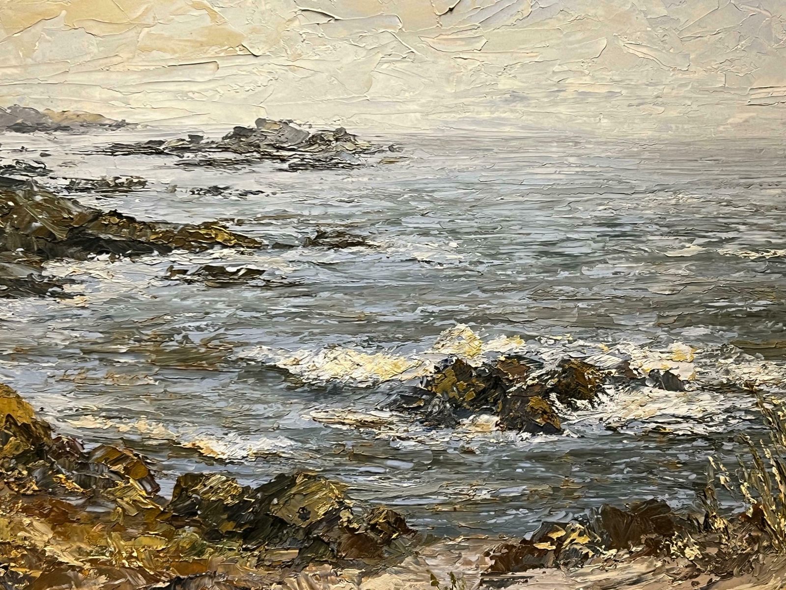 Constance Lee Californian Coastline Seascape Landscape Impasto Painting By 20th Century Artist 1972 photo for sale