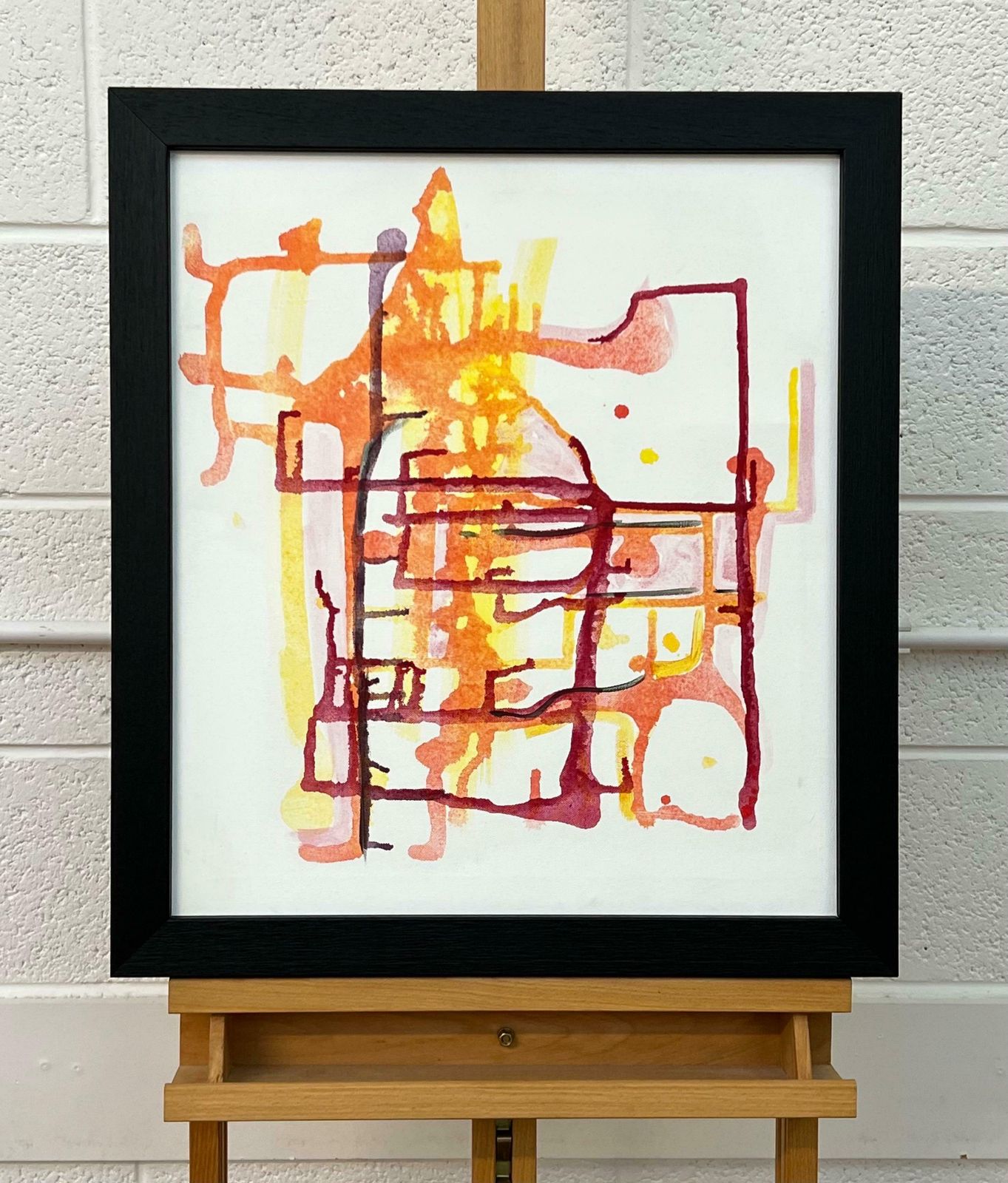 Angela Wakefield Early Abstract Painting Red Yellow Orange On White Background By British Artist 2004 photo buy