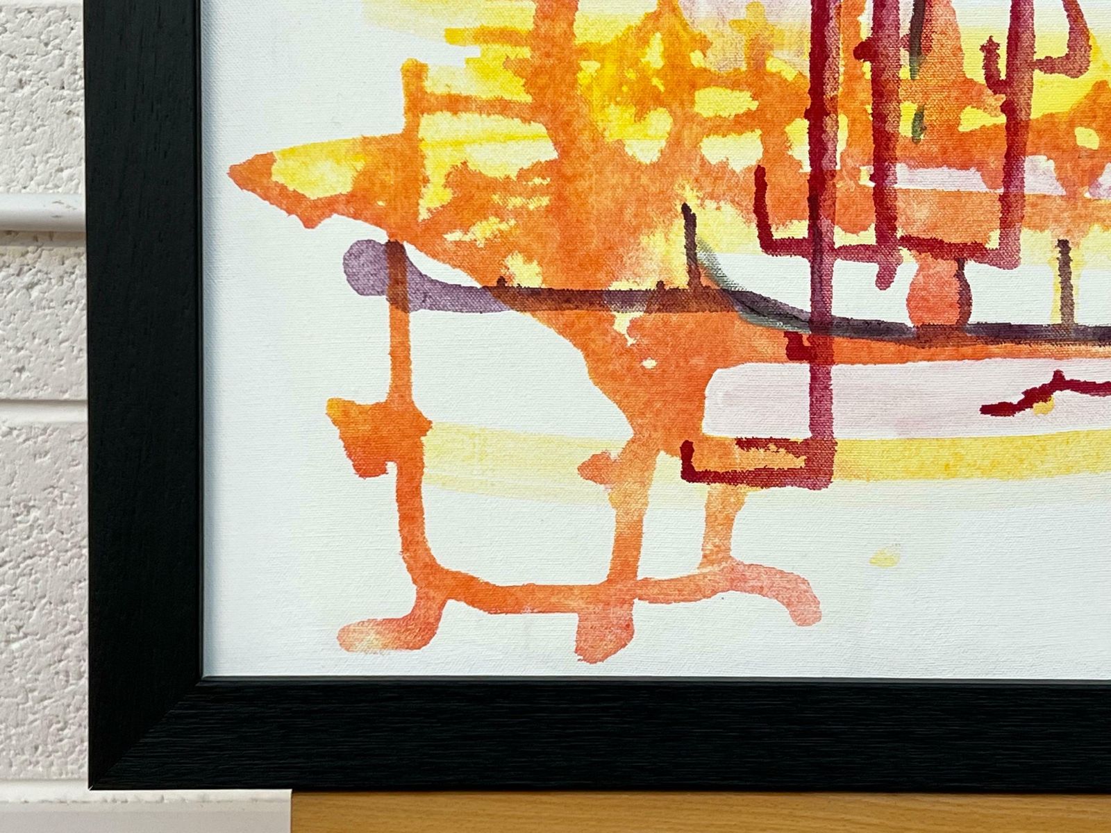 photo vintage Angela Wakefield Early Abstract Painting Red Yellow Orange On White Background By British Artist 2004