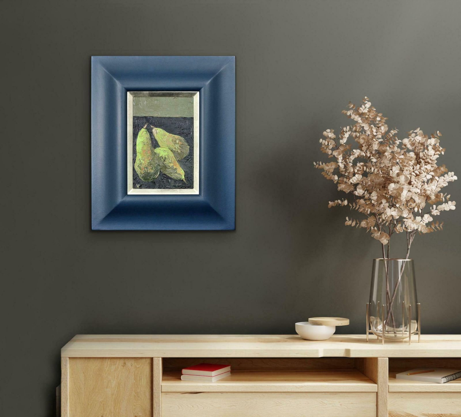 photo for sale Gwilym Prichard 1931 To 2015 Welsh. Three Pears. Still Life Fruit Impasto. Oil On Canvas Board. Framed.