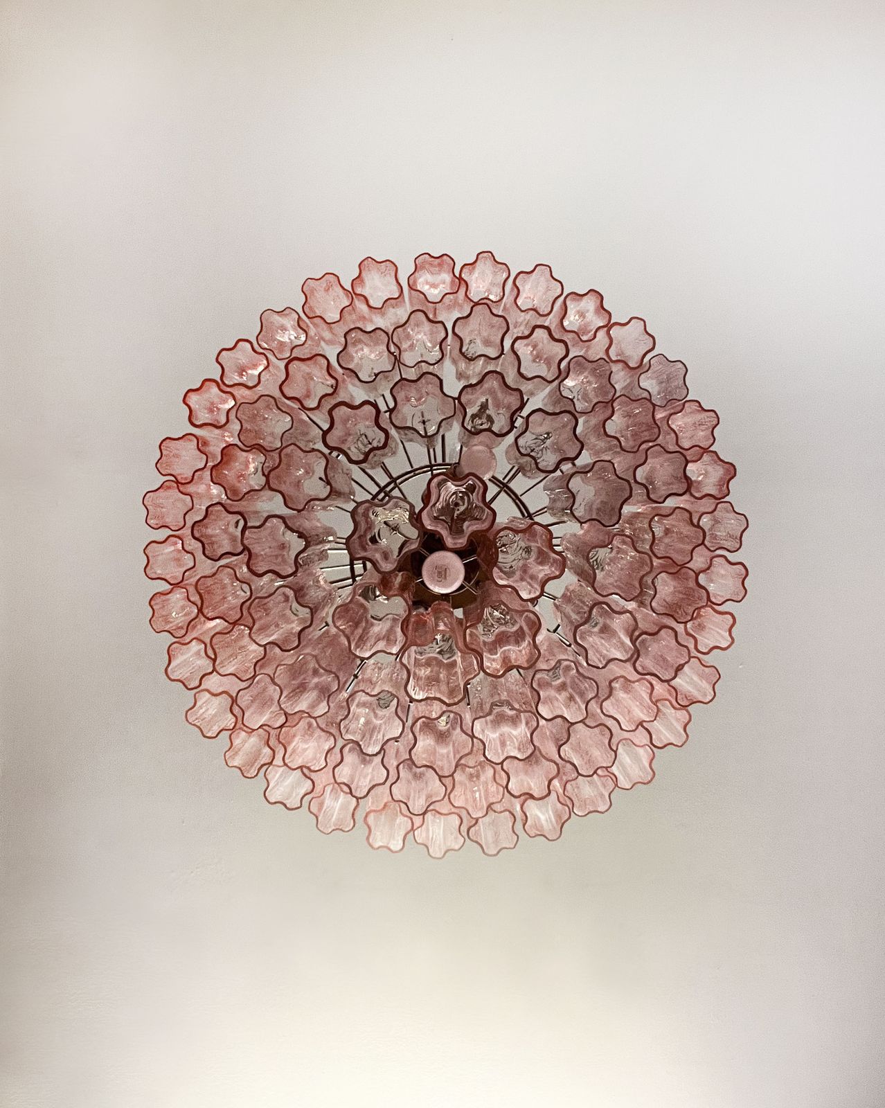 Lighting Huge Vintage Murano Glass Tiered Chandelier   78 Pink Glasses photo