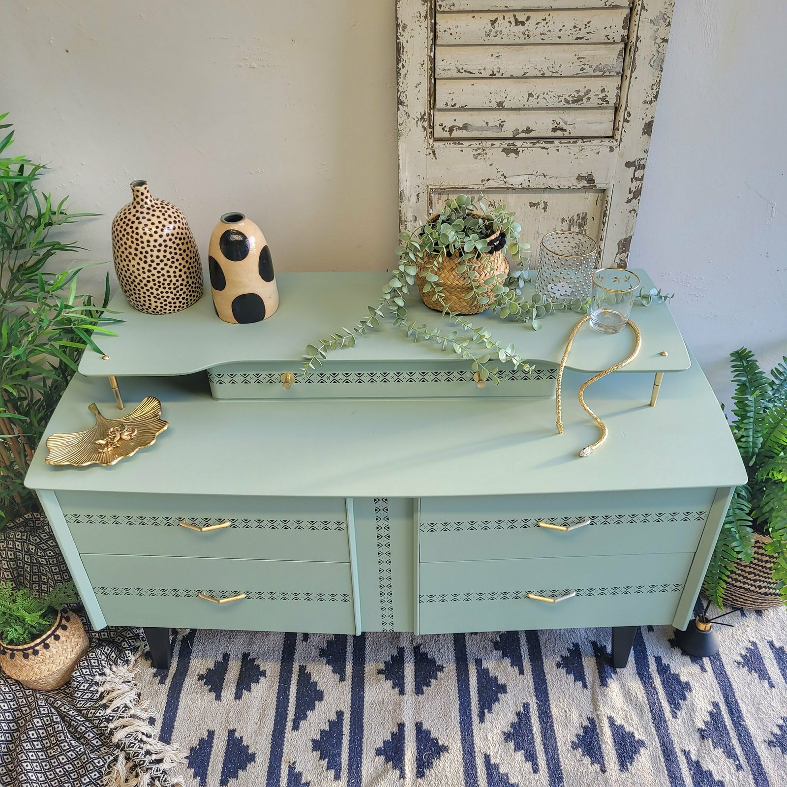 Commission Item! Green Black Chest Of Drawers   Painted Drawers  Dressing Table  Painted Drawers photo furniture