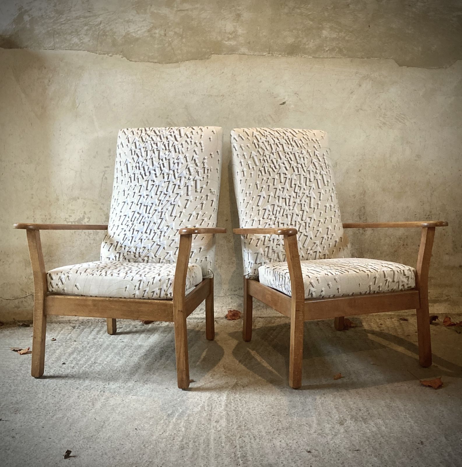 A Pair Of Mid Century Chairs In Timorous Beasties Fabric