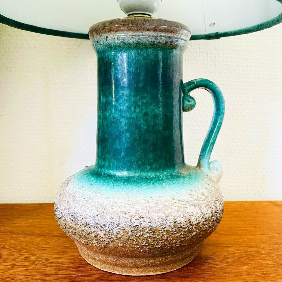 Vintage Lamp Base Ceramic Green Strehla West Germany photo furniture