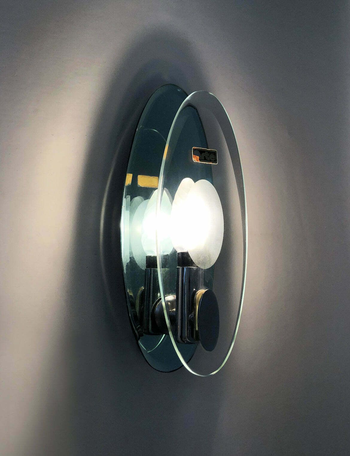 Pair Of Mint Green Mirrored Glass Fontana Arte Wall Lights C.1970 photo buy