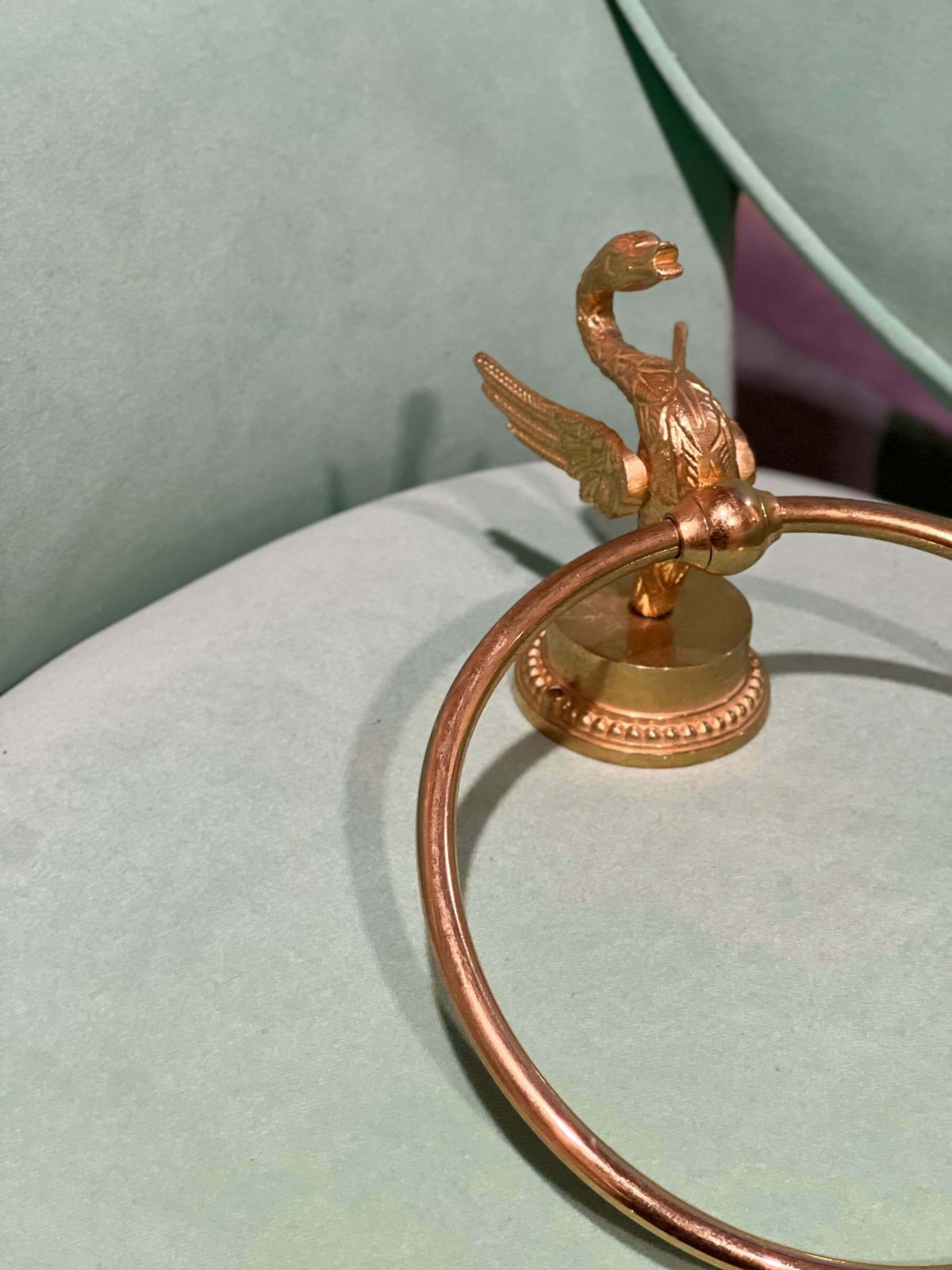 Italian Gold Plated Swan Towel Holder C.1970 photo for sale