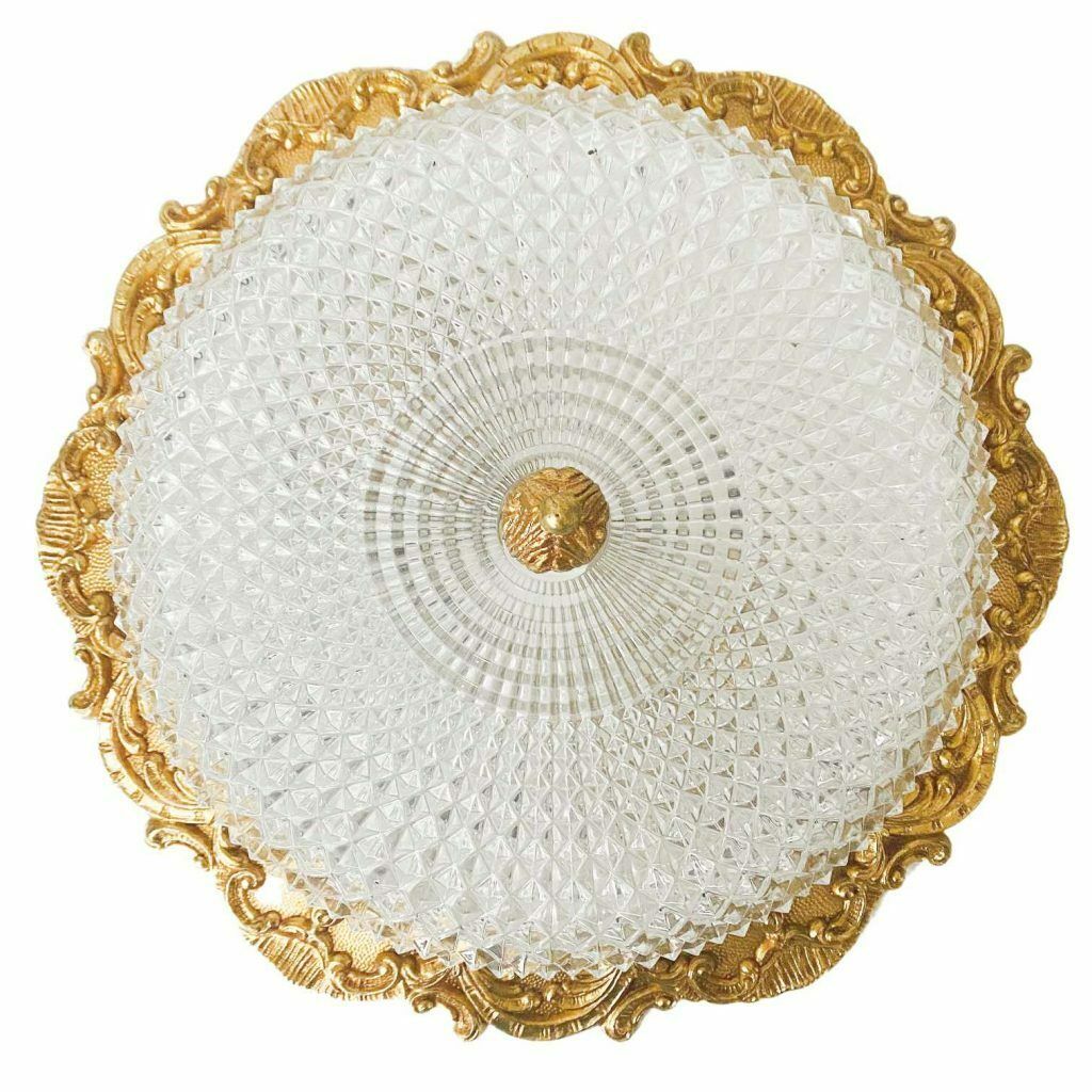 Baroque Ceiling Lamp Brass Facet Cut Glass Ceiling Lamp French Lily photo Lighting