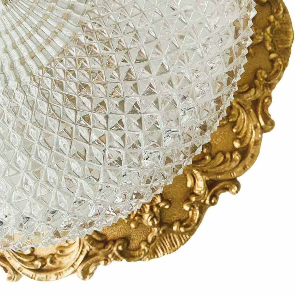 Baroque Ceiling Lamp Brass Facet Cut Glass Ceiling Lamp French Lily photo vinterior