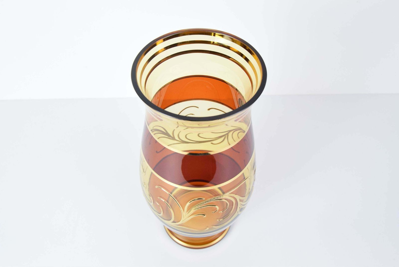 Egermann Czech Crystal Vase Bohemia Hand Painted, Gilded, Circa 1980s. photo 364.0