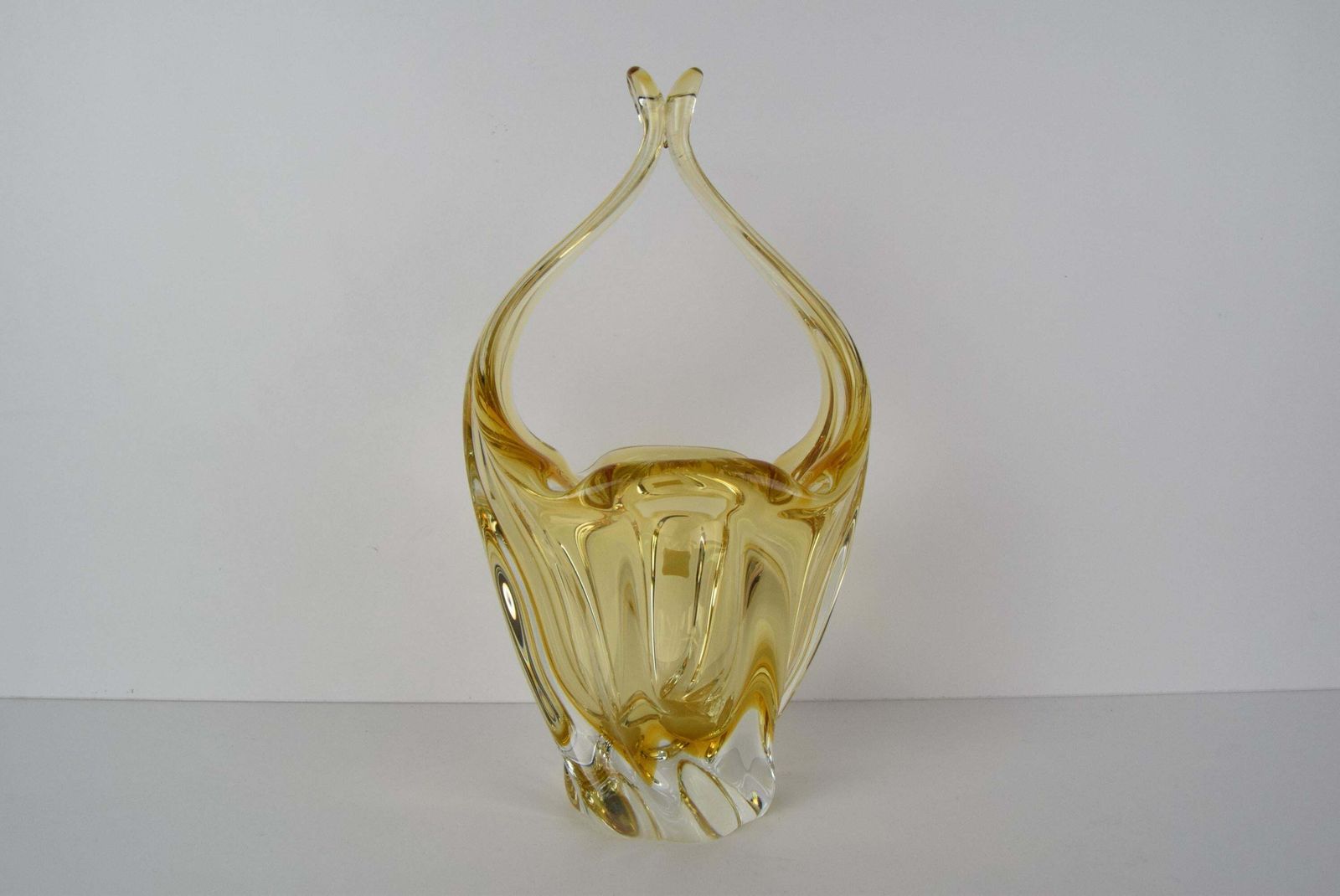 Art Glass Basket/ Egermann, Glaswork Novy Bor, Czechoslovakia, Circa 1980's. photo buy
