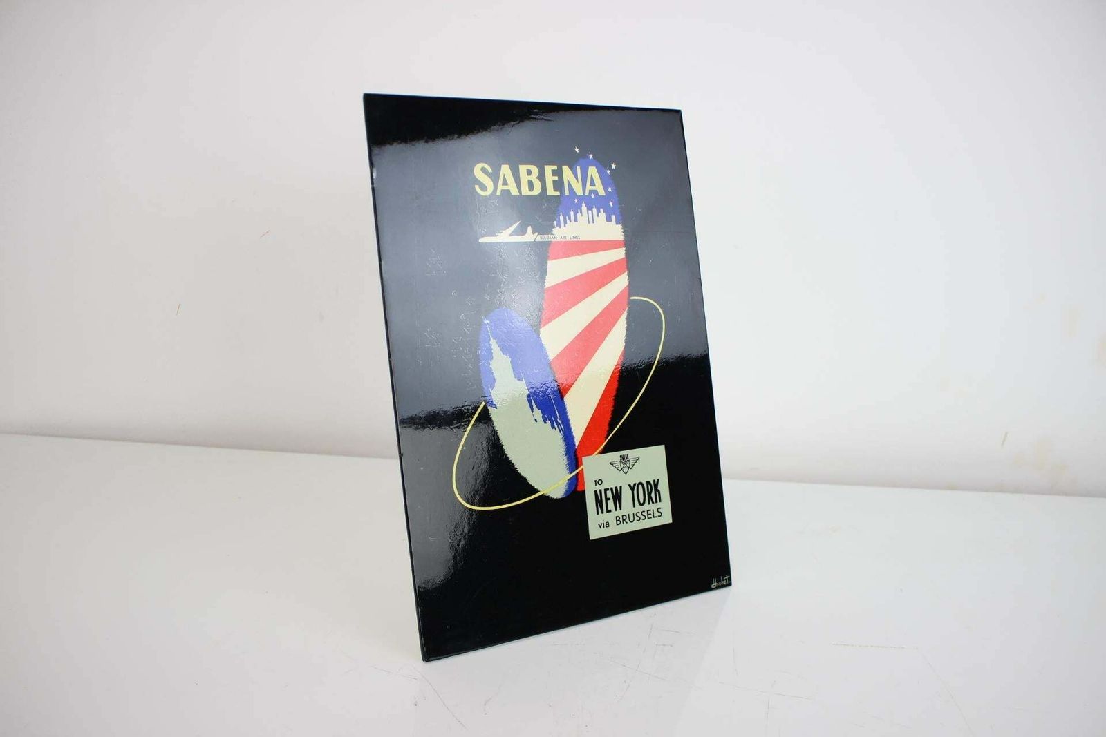 H. Hohet, Original Vintage Sabena Travel Picture New York To Brussels Belgium By photo vintage