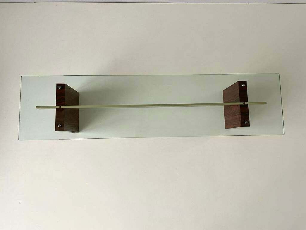 Mid Century Modern Minimalist Thick Glass Top Living Room Table With Wood Legs, 1960s photo Furniture