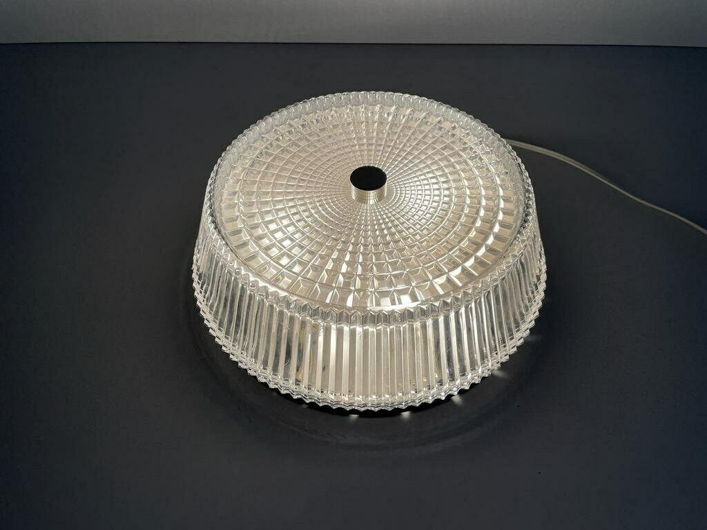 Italian Design Crystal Glass Flush Mount Ceiling Lamp, 1960s, Italy photo 500.0