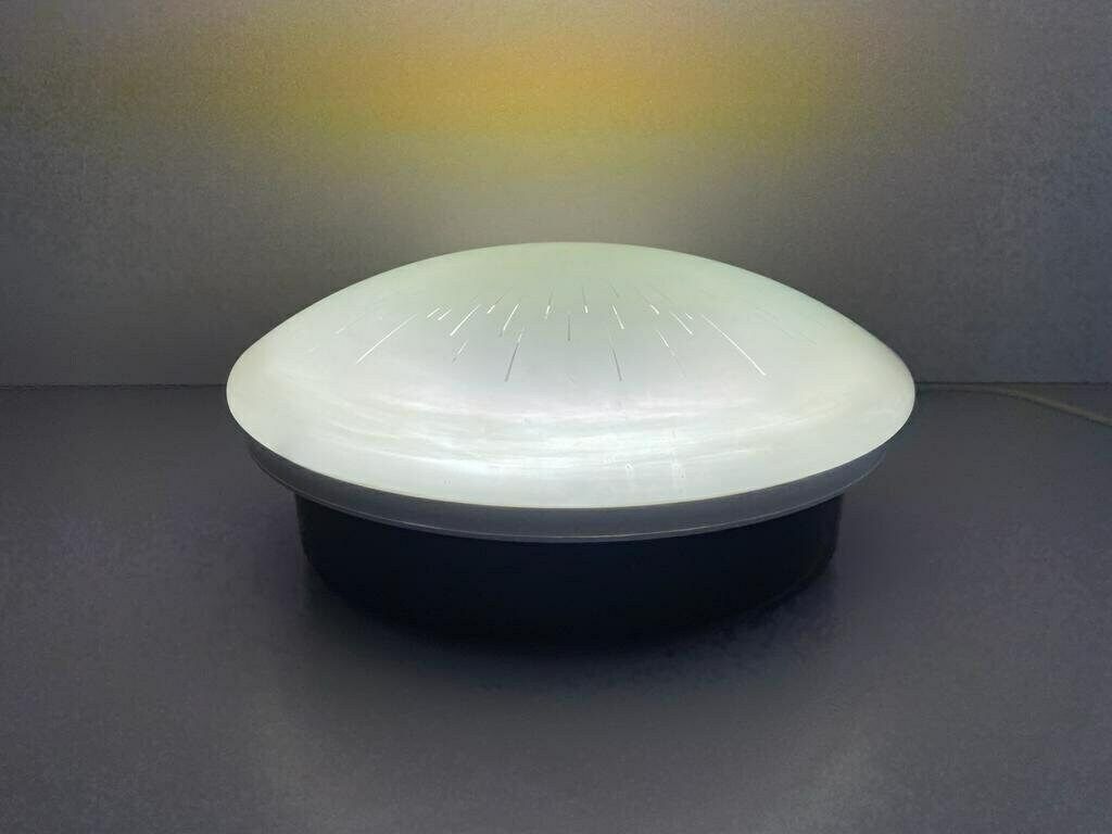 photo furniture Italian Black White Metal Body And Plexiglass Mushroom Flush Mount Ceiling Light, 1960s, Italy