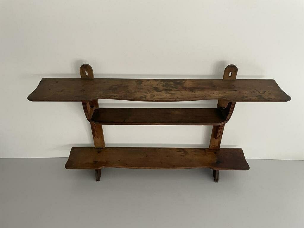 Italian Art Deco 3 Layered Wood Wall Mounted Shelf, 1940s, Italy photo furniture