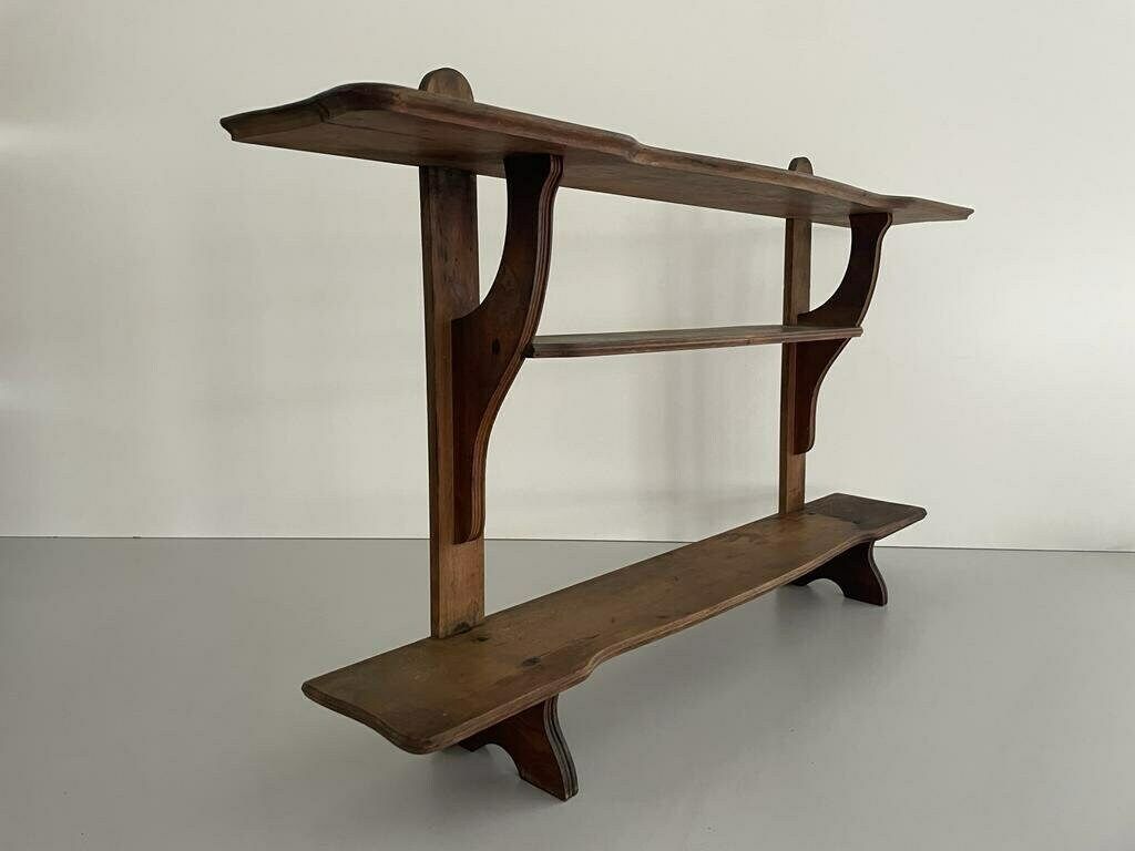 Italian Art Deco 3 Layered Wood Wall Mounted Shelf, 1940s, Italy photo Furniture