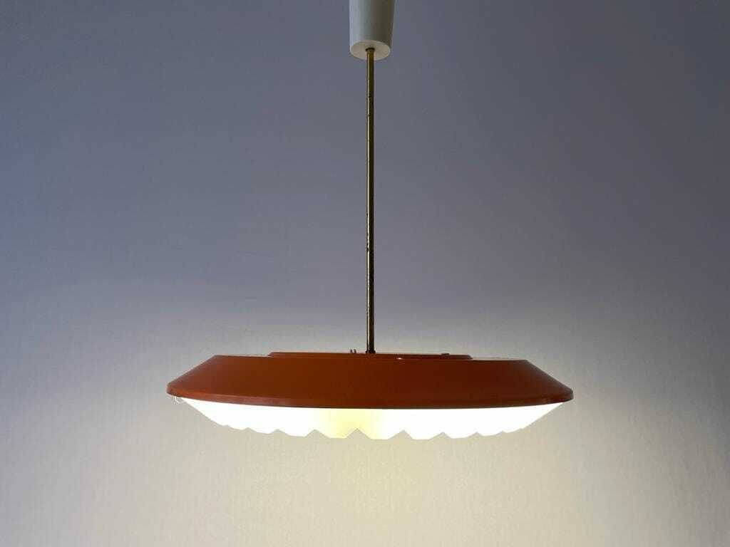 Pop Art Orange Metal Body And White Glass Large Ceiling Lamp By Novalux, 1970s, Italy photo buy