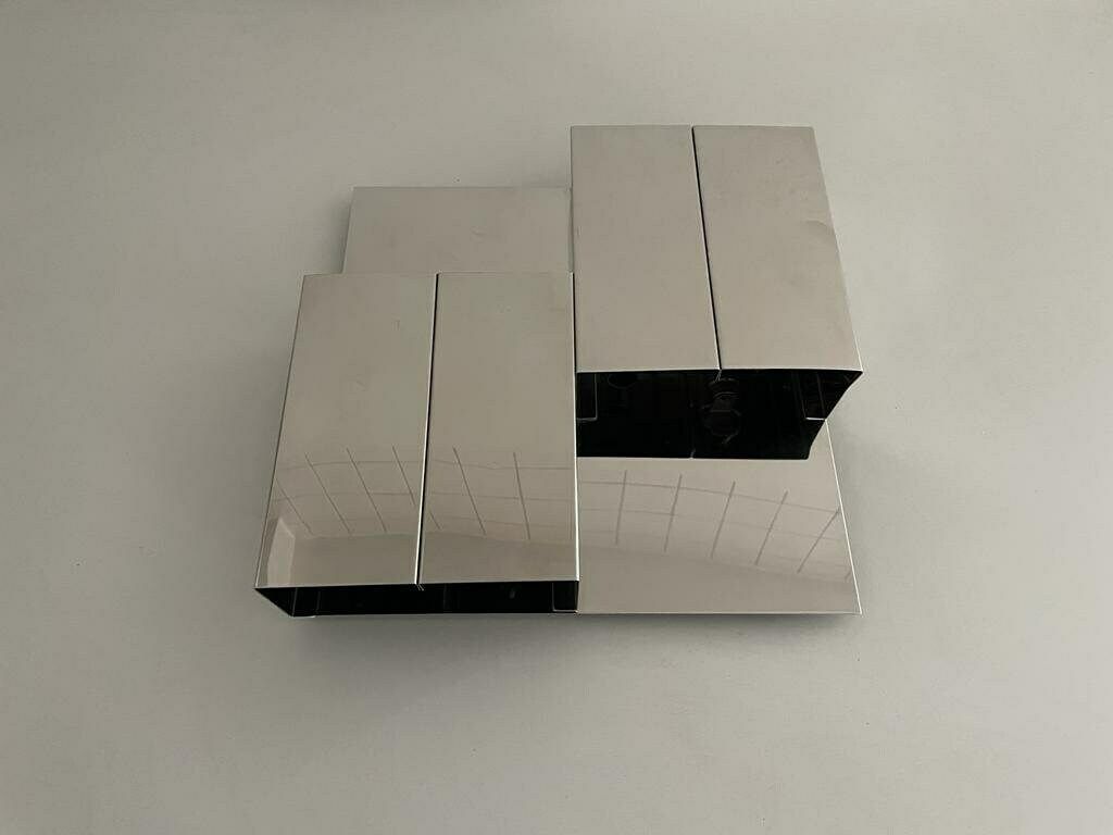 3 Dimensional Square Design Chrome Wall Lamp, 1970s, Italy photo Lighting