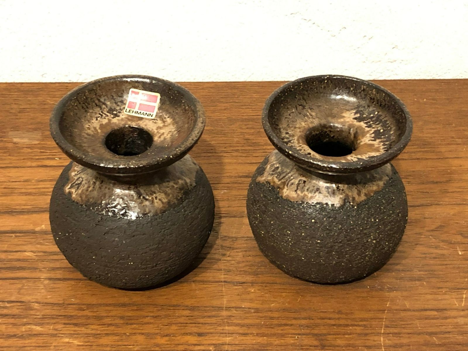Collection Of Three Danish Design Mid Century Candlesticks And Vase Fine Art Ceramic Pieces From Kamo And Lehmann photo buy