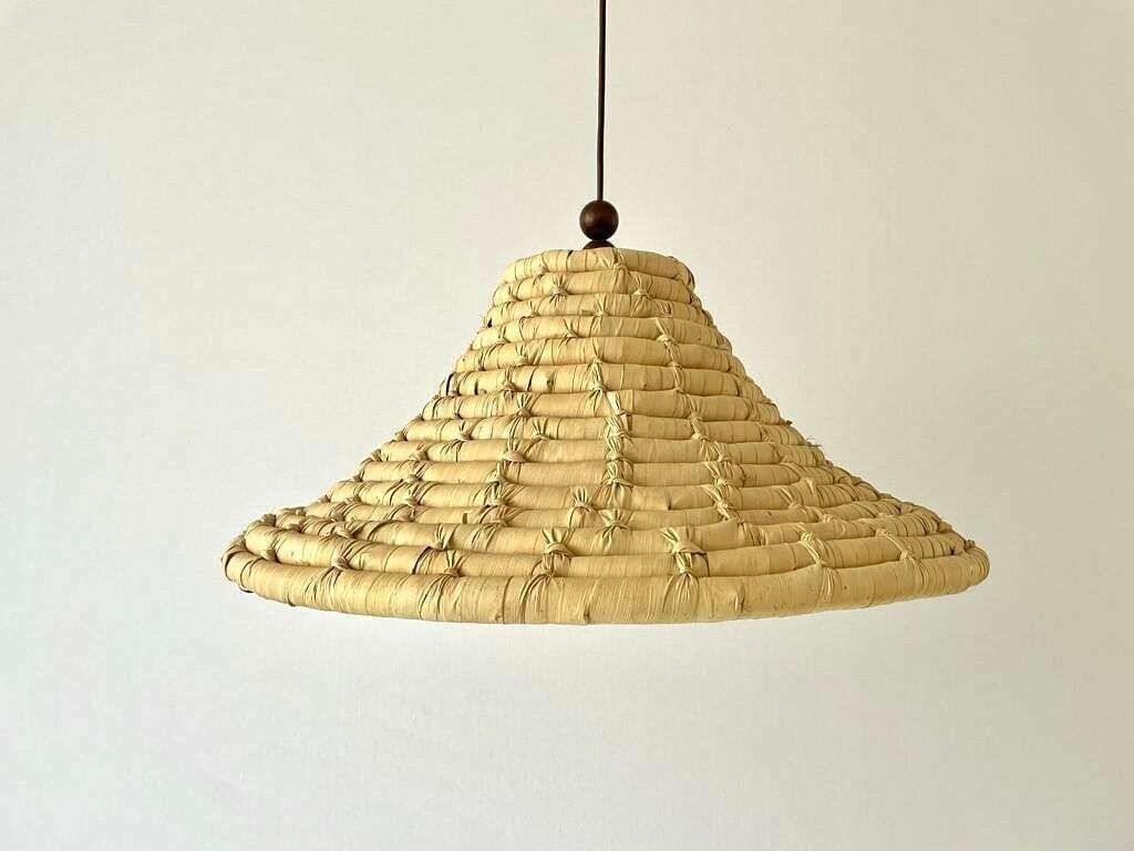 Unusual Large Pendant Lamp, Made Of Natural Plant Material, 1960s, Germany