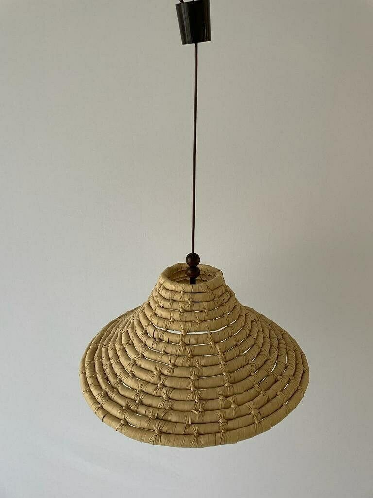 Unusual Large Pendant Lamp, Made Of Natural Plant Material, 1960s, Germany photo Lighting