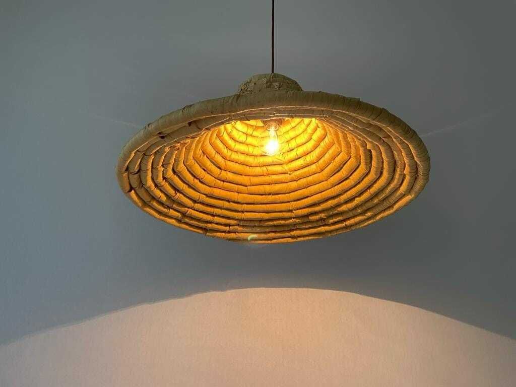 Unusual Large Pendant Lamp, Made Of Natural Plant Material, 1960s, Germany photo vintage