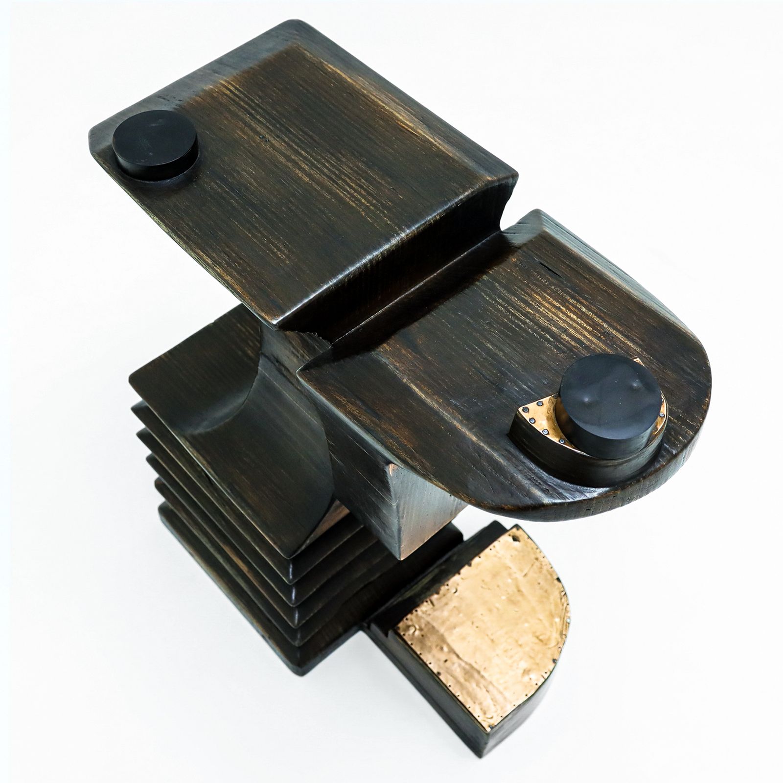 Furniture Brutalist Wooden And Glass Dining Table By Nerone, Giovanni Ceccarelli, Co Founder Gruppo Np2 photo