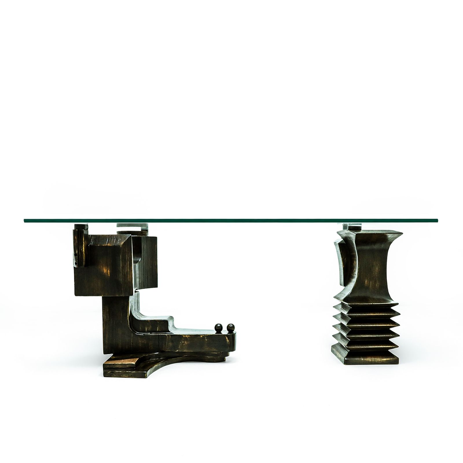 Brutalist Wooden And Glass Dining Table By Nerone, Giovanni Ceccarelli, Co Founder Gruppo Np2 photo 74950.0