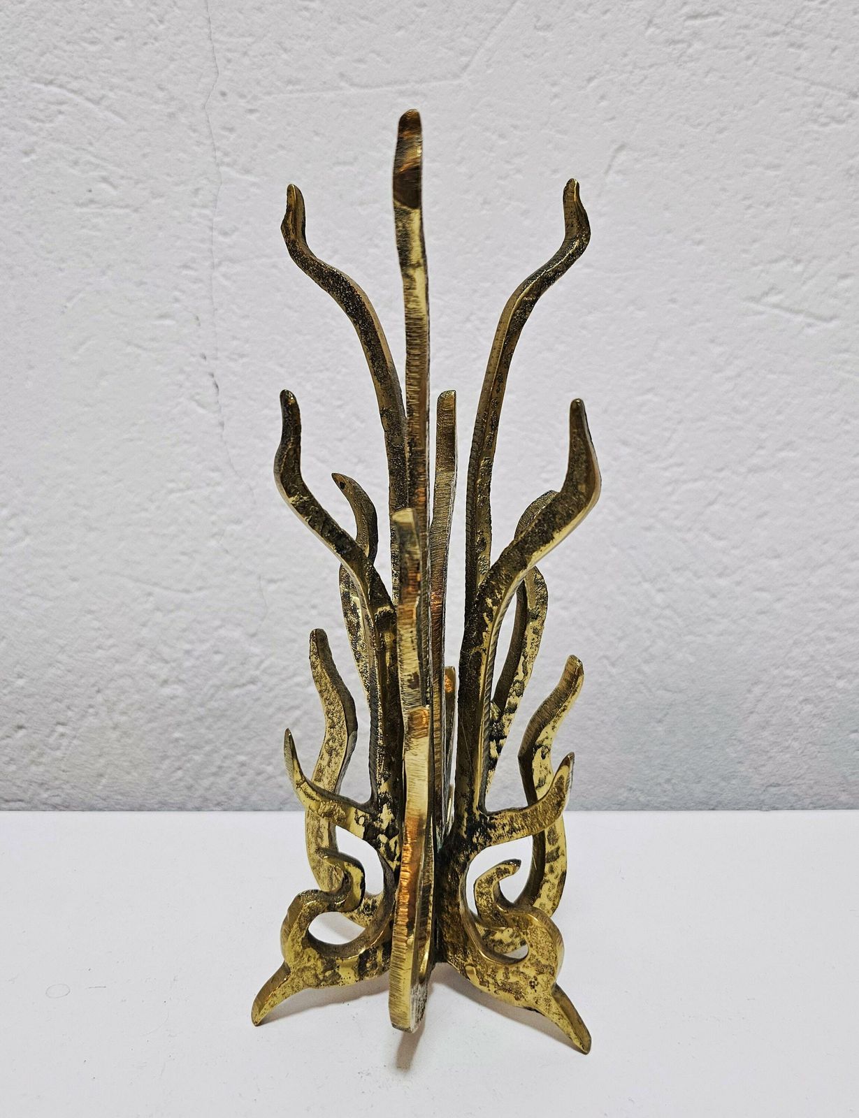 Extremely Rare Sculptural Brutalist Gilt Bronze Candle Holder Designed By Heinz Goll // Made In Austria In 1960s