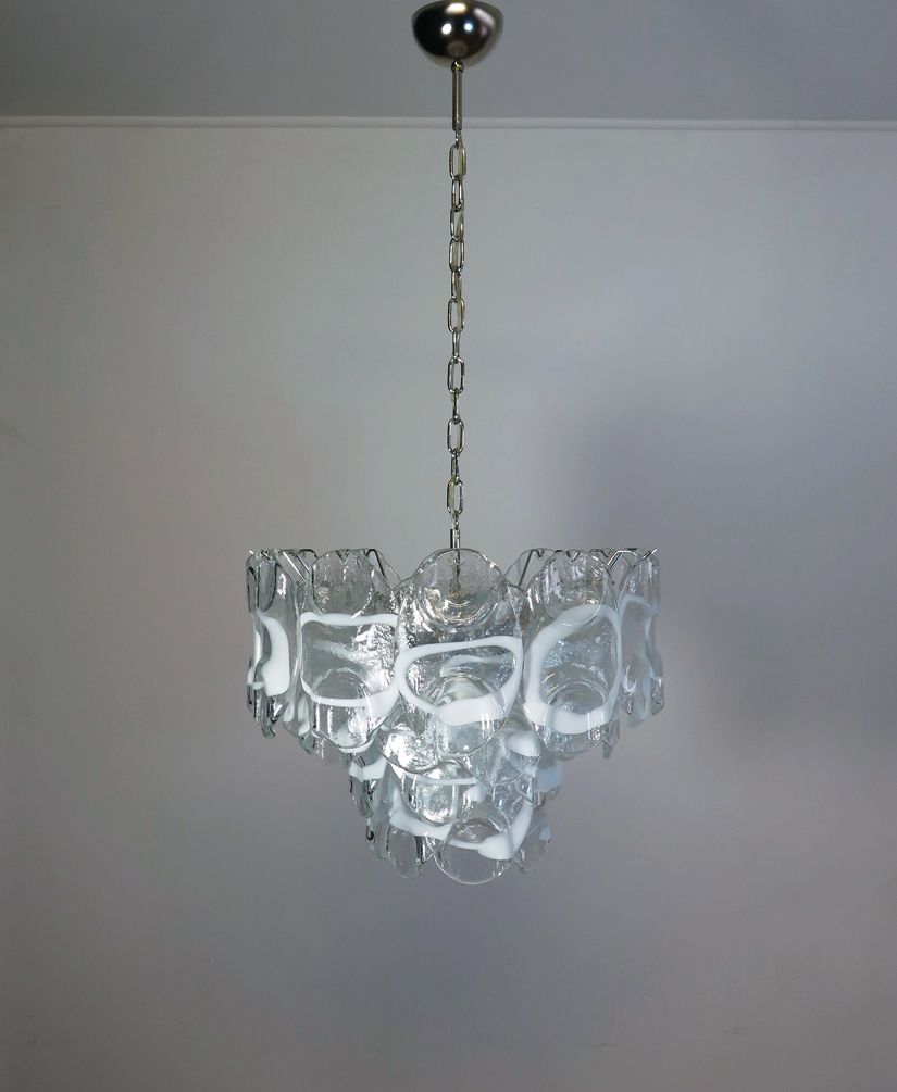 Vintage Italian Murano Chandelier Lamp In Vistosi Style   36 Glasses photo 805.0