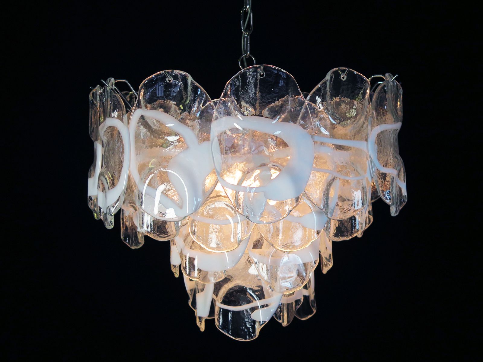 Vintage Italian Murano Chandelier Lamp In Vistosi Style   36 Glasses photo vintage