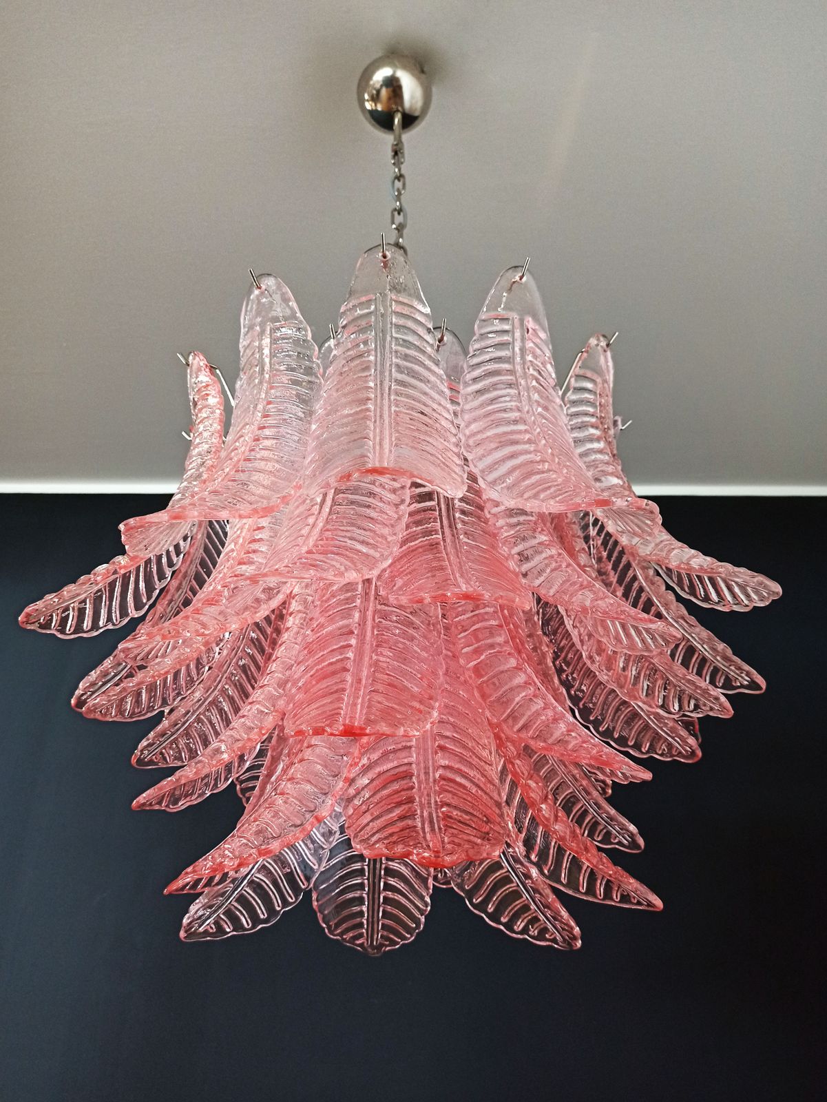 Italian Murano Six Tier Felci Glass Chandelier   36 Pink Glasses photo furniture