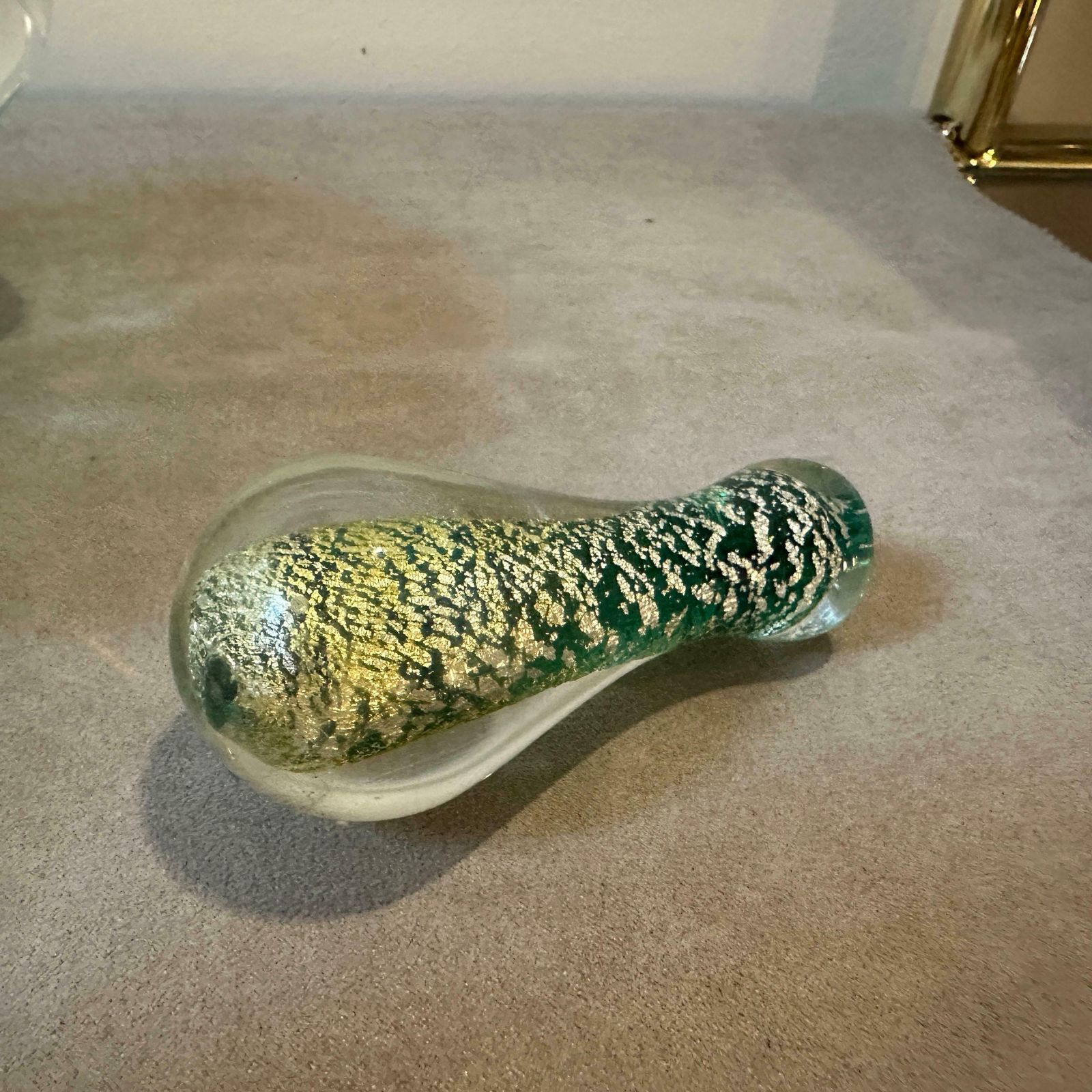 1960s Barovier Style Green And Gold Bullicante Murano Glass Ashtray And Pestle photo Home Decor