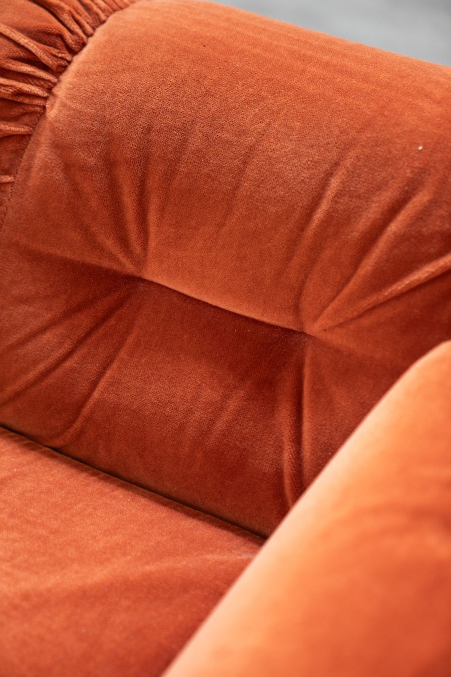 Orange Chenille Sofas, Two And Three Seater, Set Of 2, 1970s photo vintage