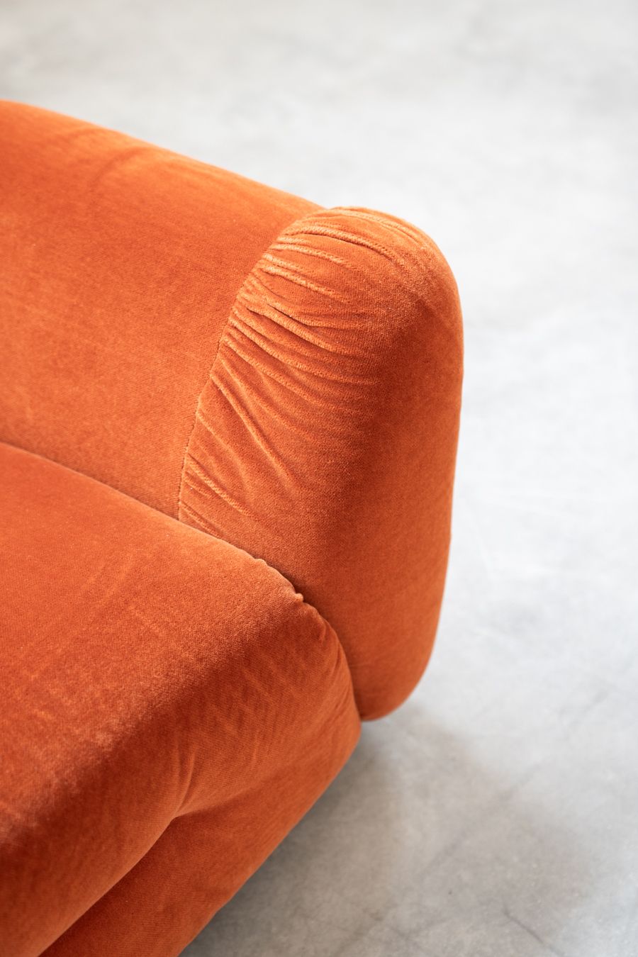 Furniture Orange Chenille Sofas, Two And Three Seater, Set Of 2, 1970s photo