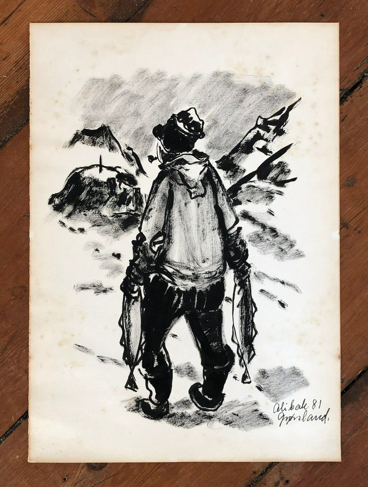 Four Drawings With Motives From Greenland By Artist Alibak Johansen (1921 2007) photo 255.0