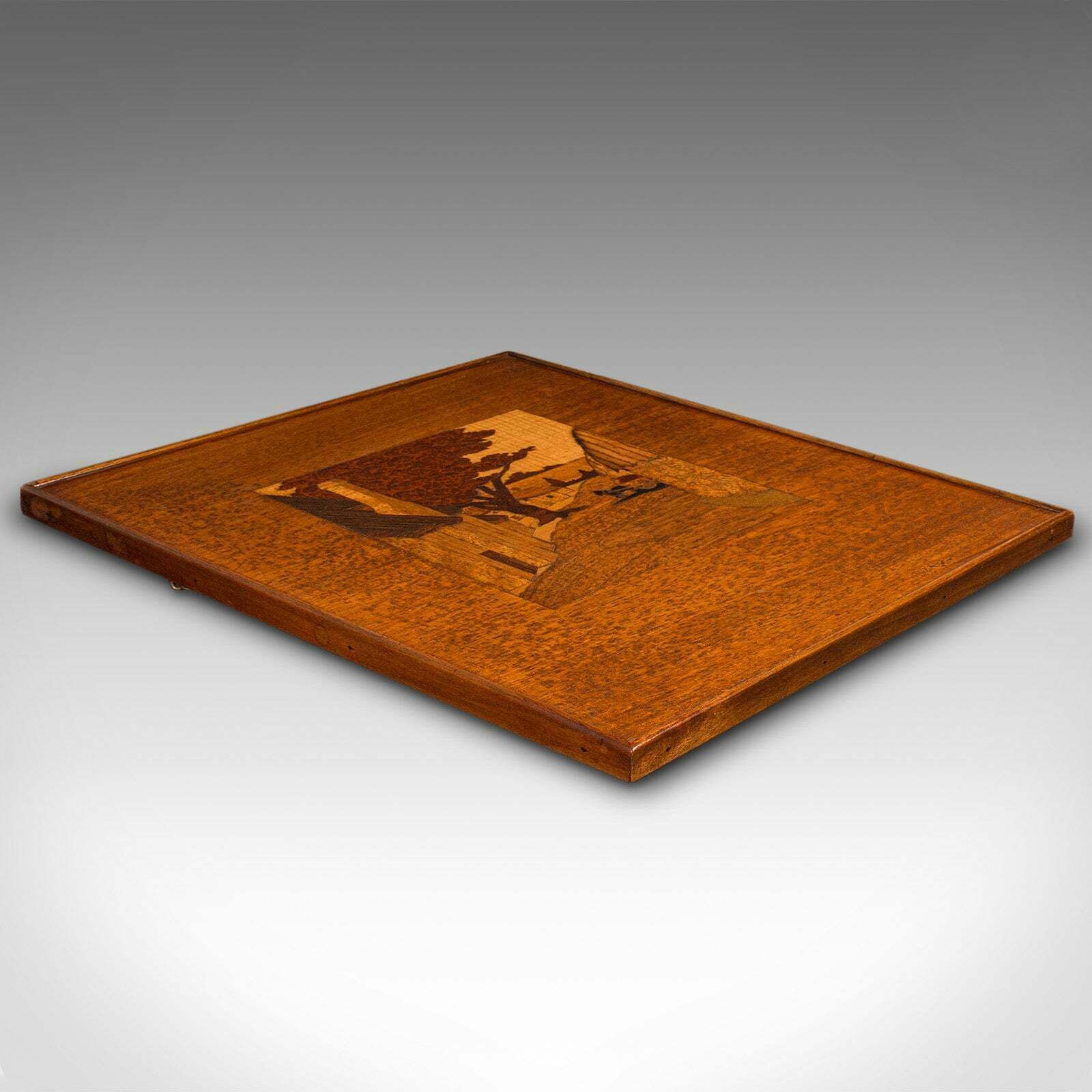 Antique Landscape Panel, English, Marquetry, Farmyard Scene, Edwardian, C.1910 photo 545.0