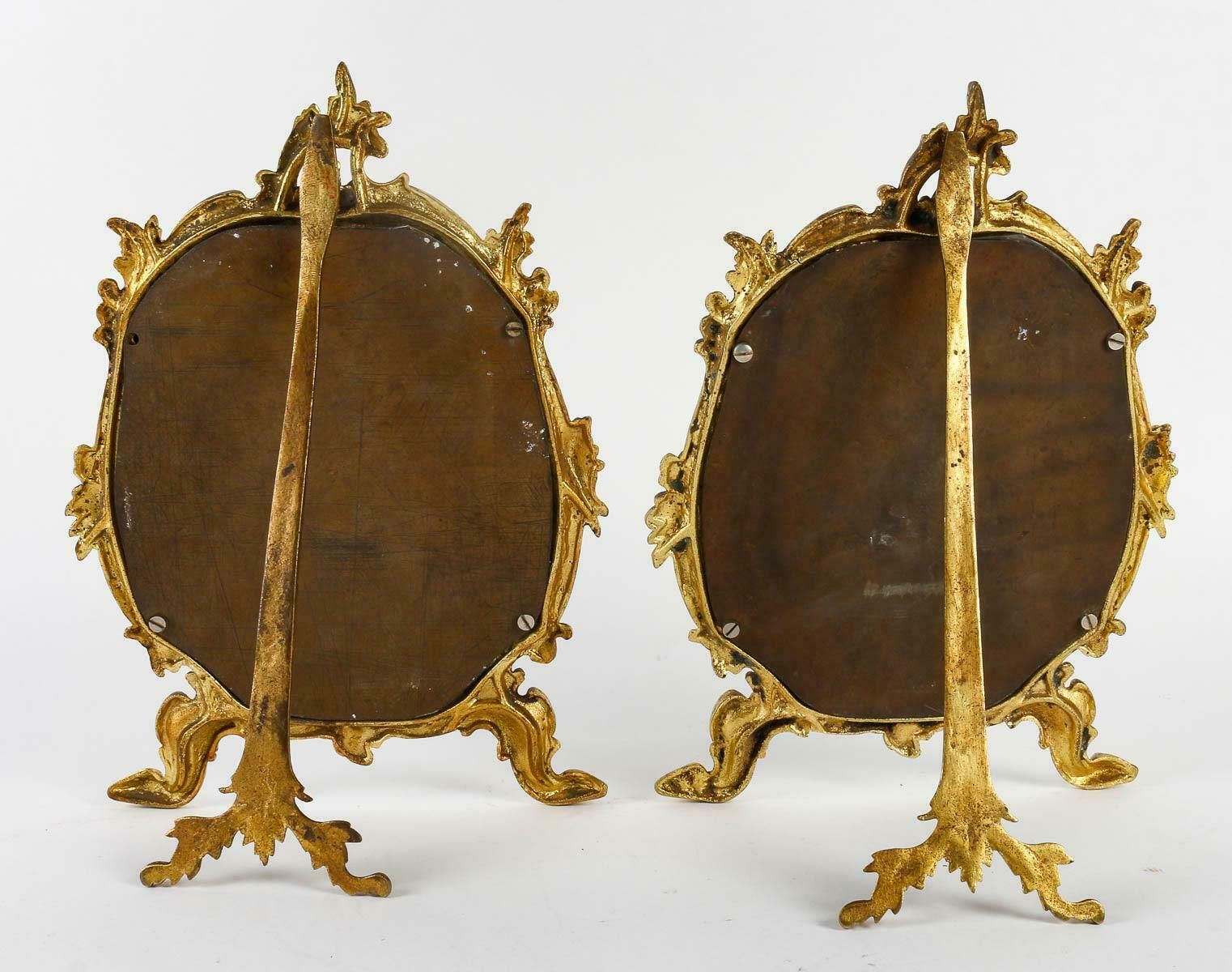 Pair Of Bronze Photo Frames, Napoleon III Period. photo vintage