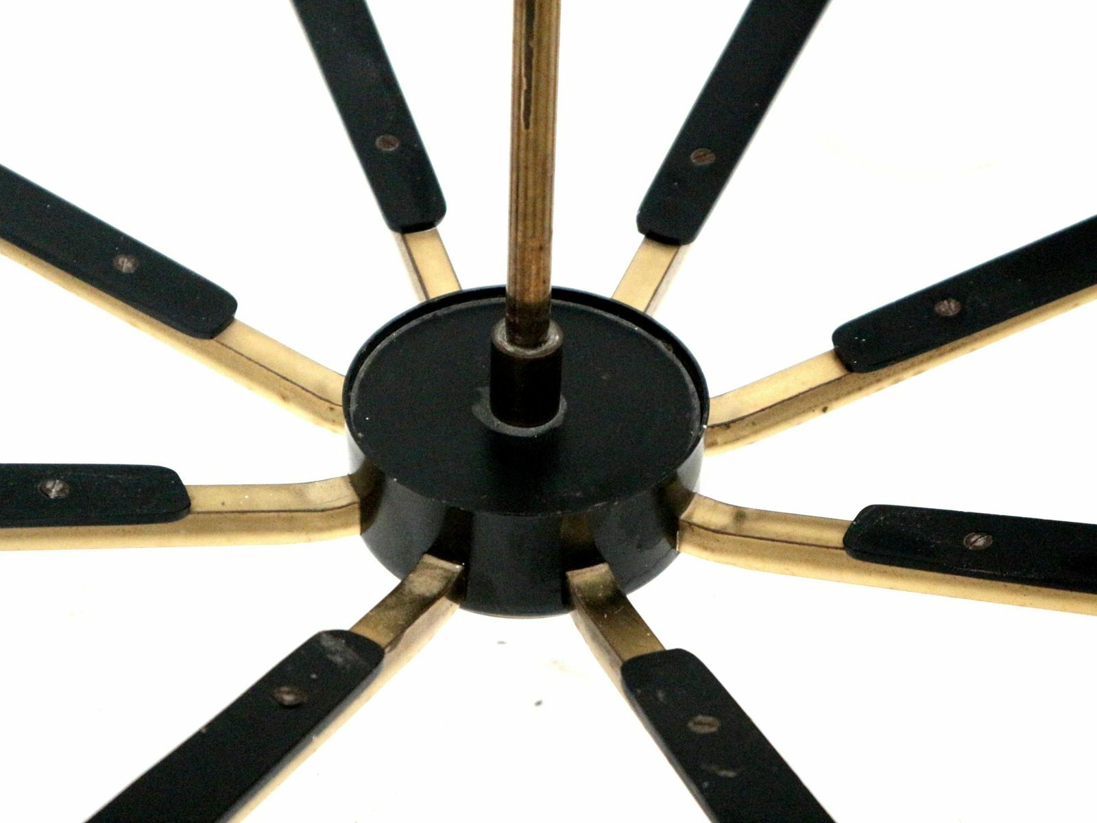 Vintage Black Metal And Brass Chandelier From The 1970s photo Lighting