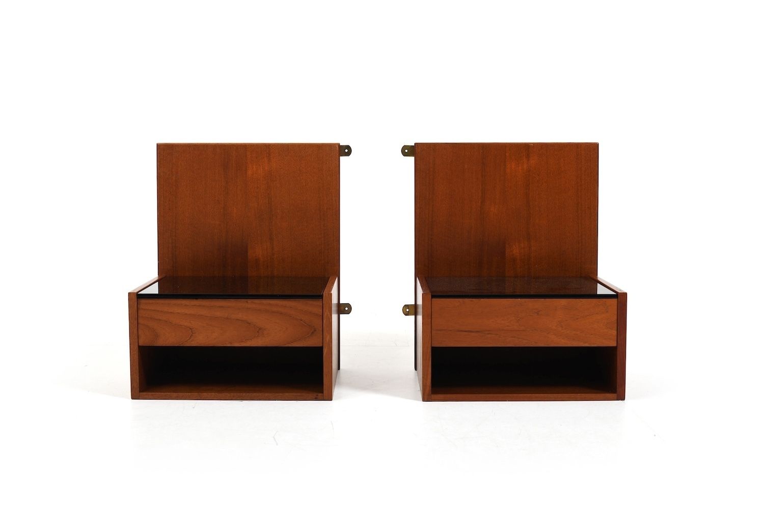Pair Teak Hanging Bedside Tables By Hans Wegner For Getama