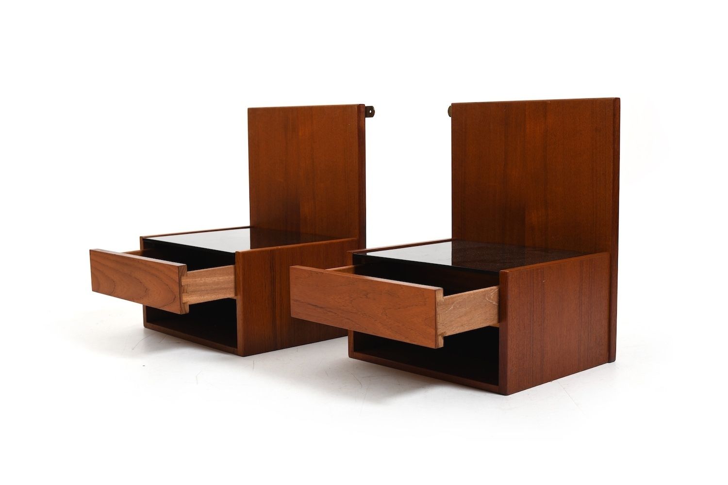 Pair Teak Hanging Bedside Tables By Hans Wegner For Getama photo for sale