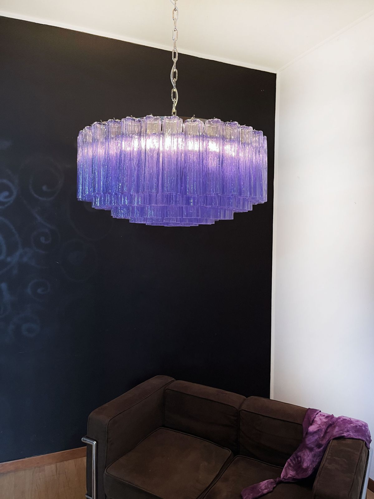 Large Murano Glass Chandelier  101 Amethyst Tube Glasses photo Lighting